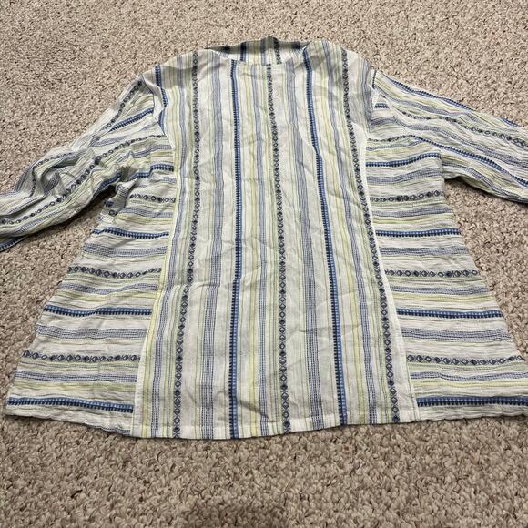 Habitat Princess Seamed Shirt Sz XL Button Down Stripe Nautical Coastal Casual - Picture 6 of 6